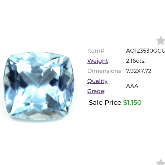 Stunning Antique Cushion Cut Natural Aquamarine - Picture 6 of 7